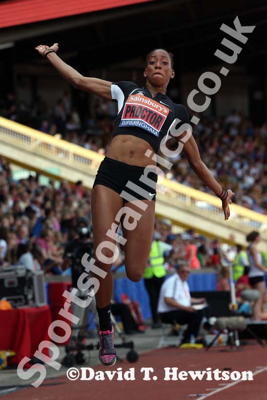 Shara Proctor in the long jump at the Sainsbury's British Championships, Birmingham.
